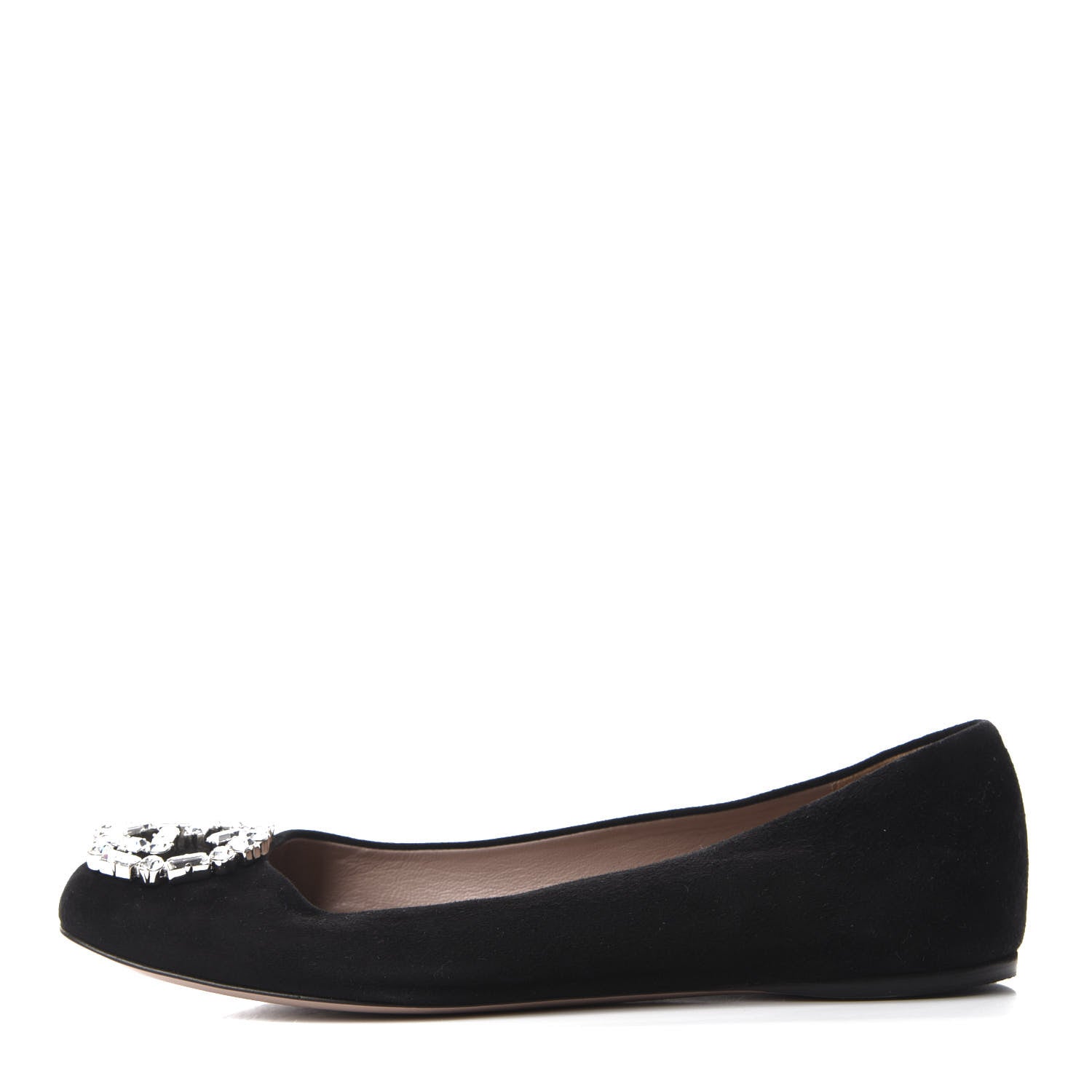 Gucci Suede Crystal Interlocking G Ballet Flats 36.5 Black 1 of 9