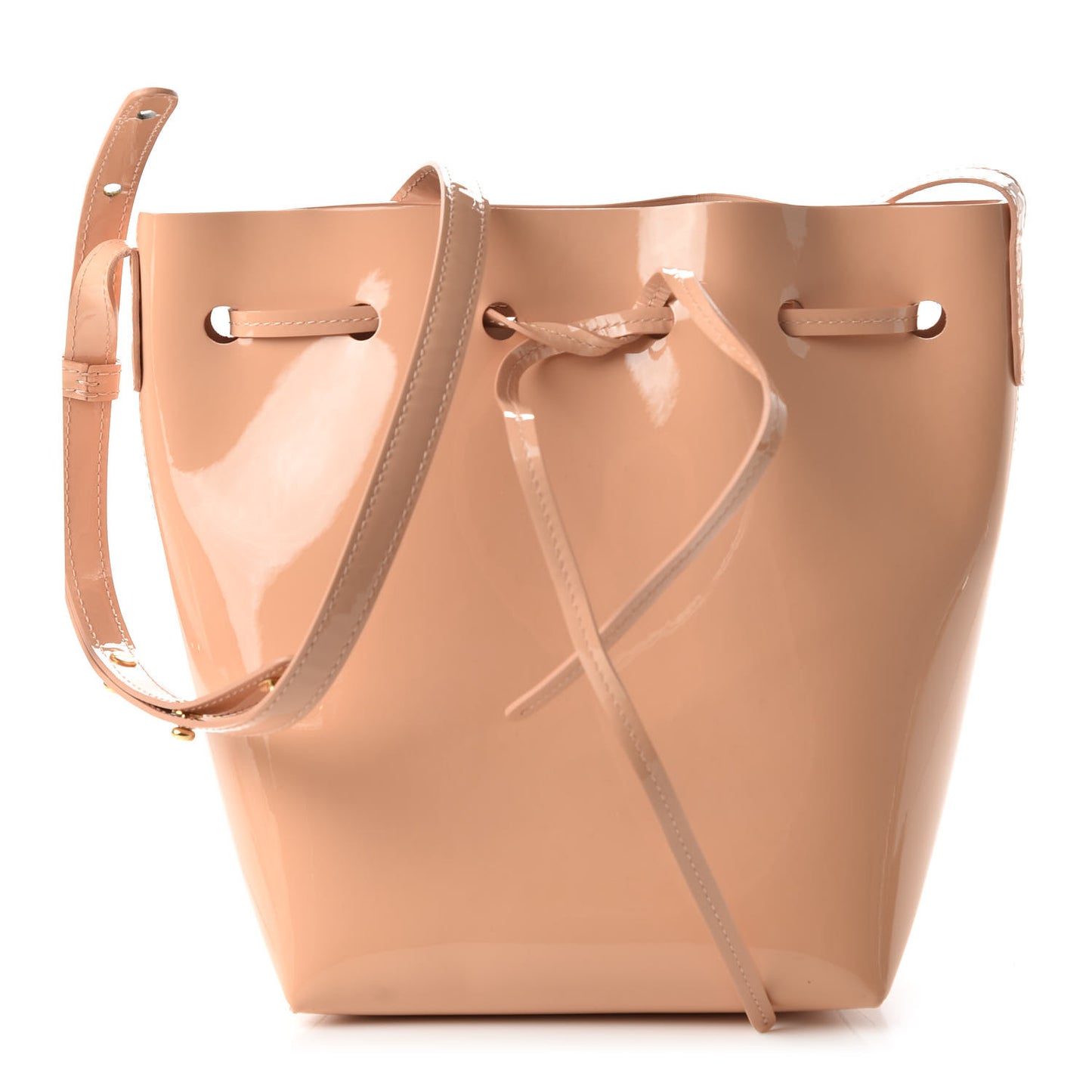 Patent Calfskin Mini Bucket Bag Rosa