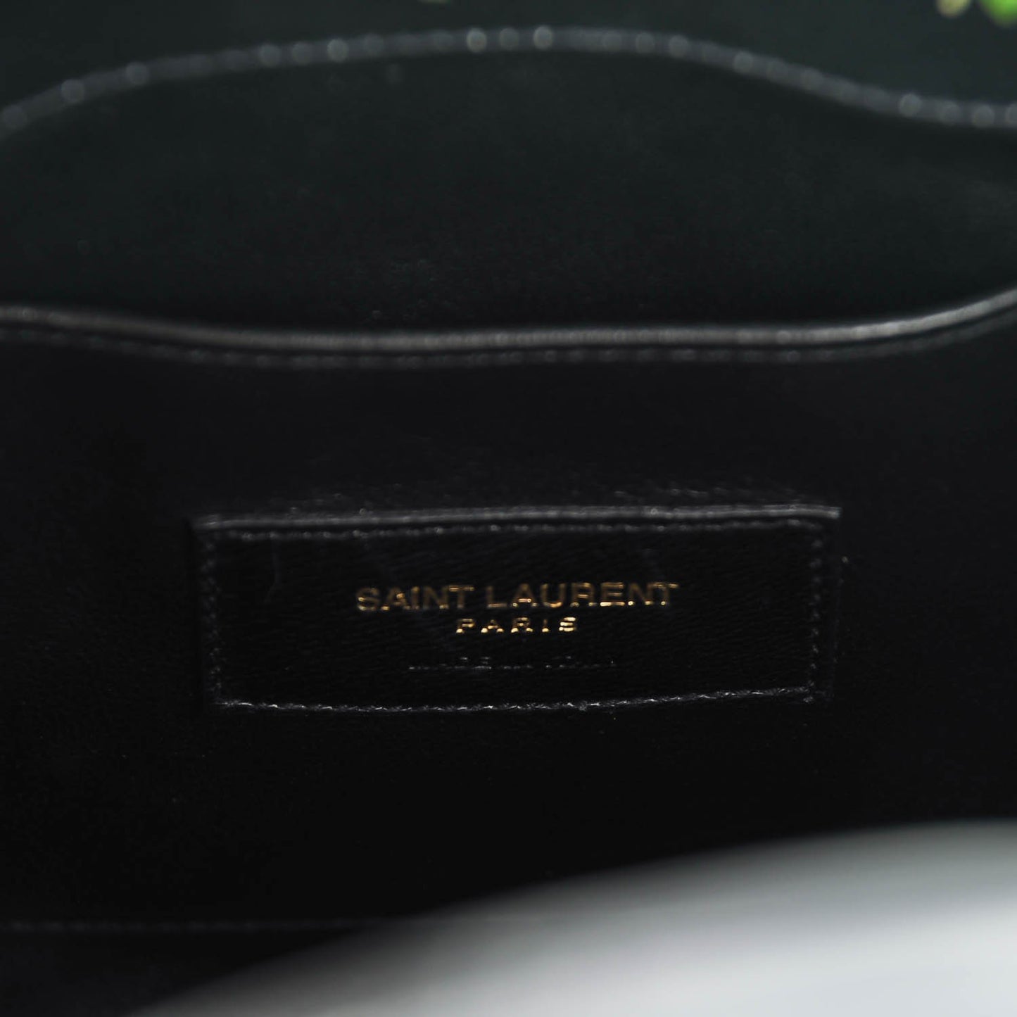 Calfskin Prairie Printed Nano Sac De Jour Black Multicolor