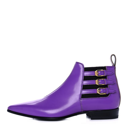 Gucci Cordovan Lux Ankle Boots 37 Shine Purple Black 1 of 11