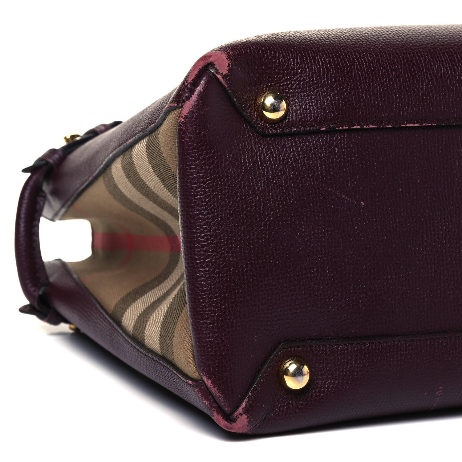 Burberry Grainy Calfskin House Check Medium Banner Tote Elderberry 8 of 15