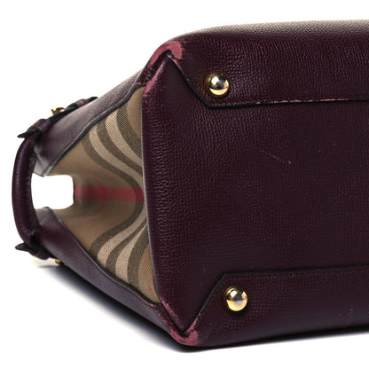 Burberry Grainy Calfskin House Check Medium Banner Tote Elderberry 8 of 15