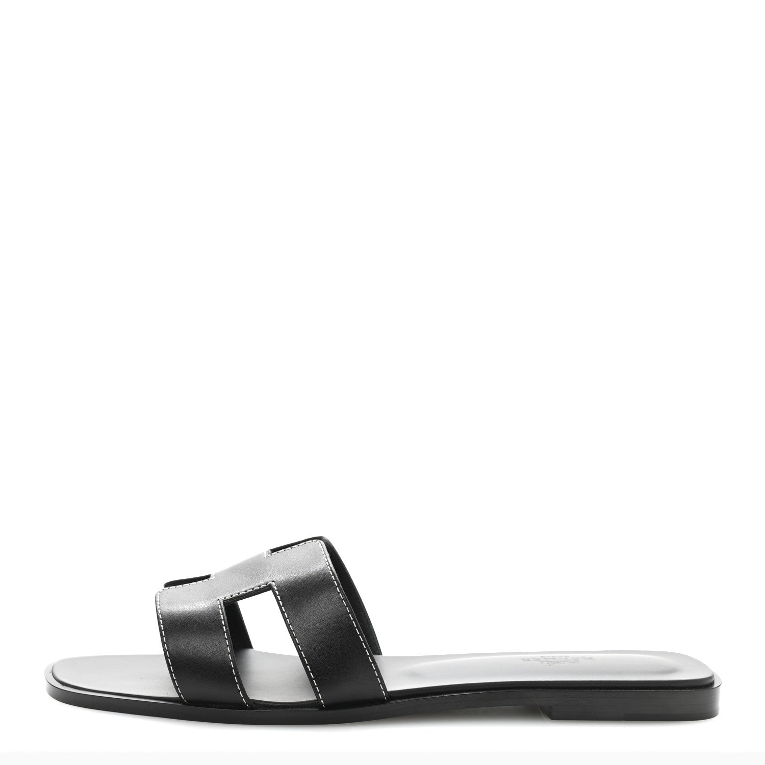 Hermes Box Calfskin Oran Sandals 41 Black 1 of 10