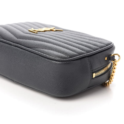 Saint Laurent Grain De Poudre Matelasse Monogram Mini Lou Camera Bag Dark Smog 7 of 11