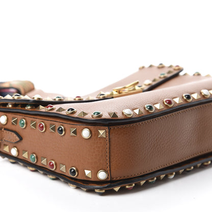 Valentino Garavani Calfskin Enchanted Wonderland Medium Guitar Strap Rockstud Rolling Flap Saddle Bag Light Cuir 6 of 9