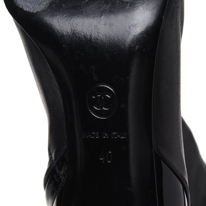 Chanel Lambskin Patent Cap Toe Short Ankle Boots 40 Black 6 of 10