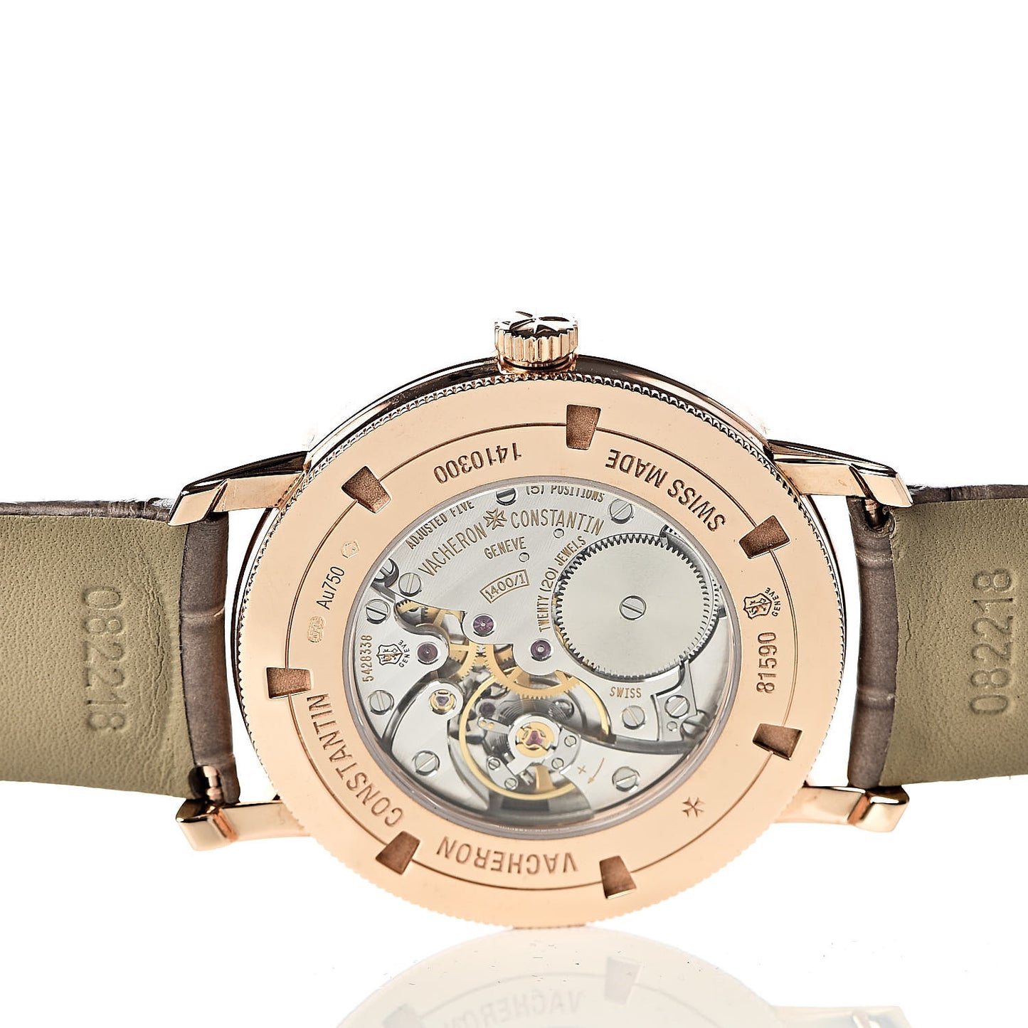 18K Pink Gold Alligator Diamond Bezel 33mm Patrimony Traditionnelle Manual Winding Watch 81590