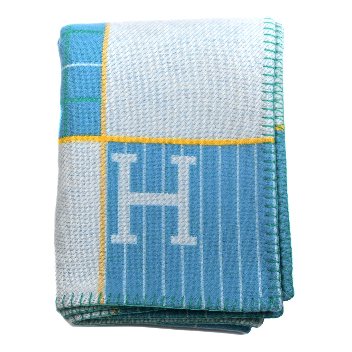 Wool Cashmere Avalon Passe-Passe Blanket Bleuet