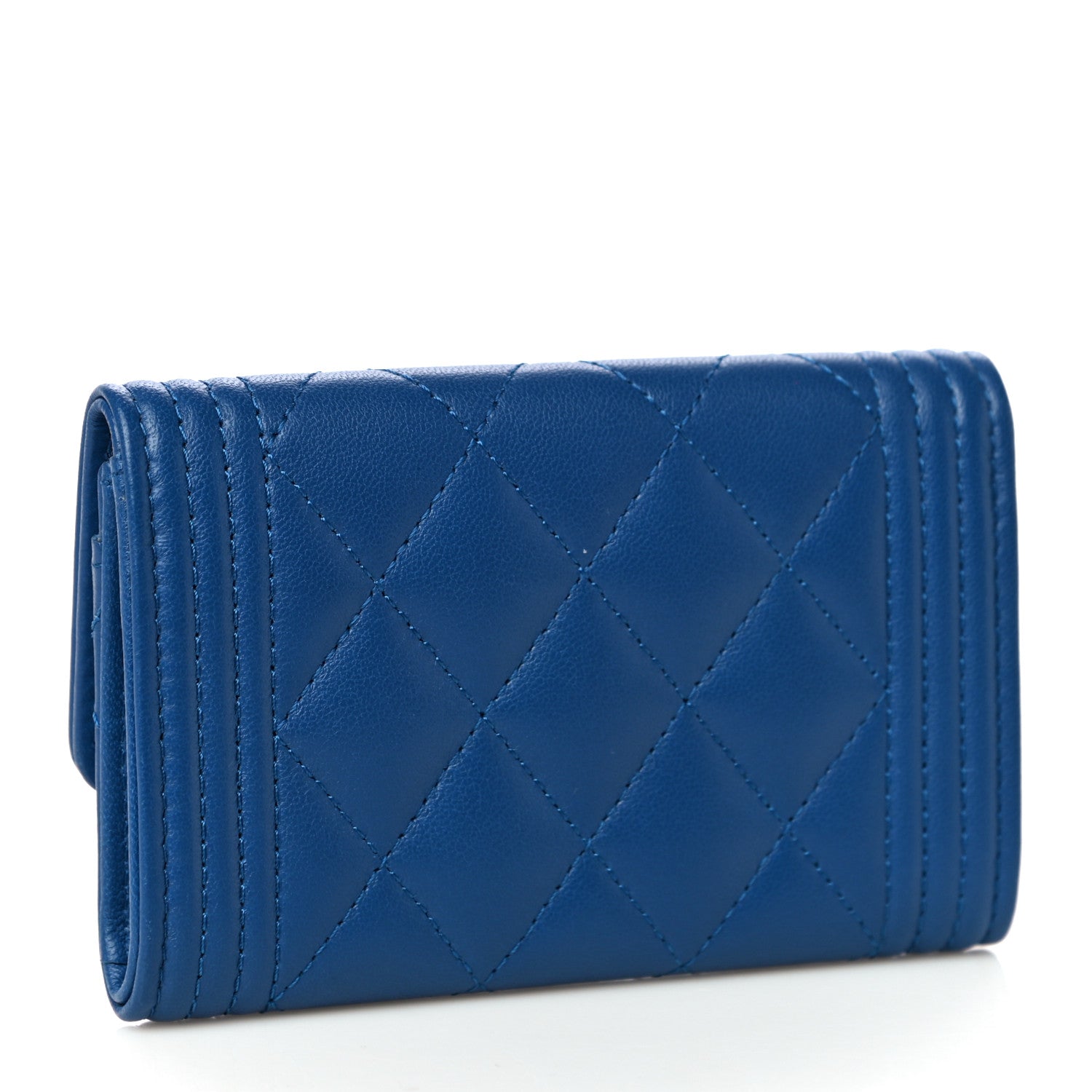 Chanel Lambskin Quilted Boy Flap Card Holder Blue 3 of 13