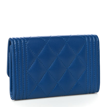Chanel Lambskin Quilted Boy Flap Card Holder Blue 3 of 13