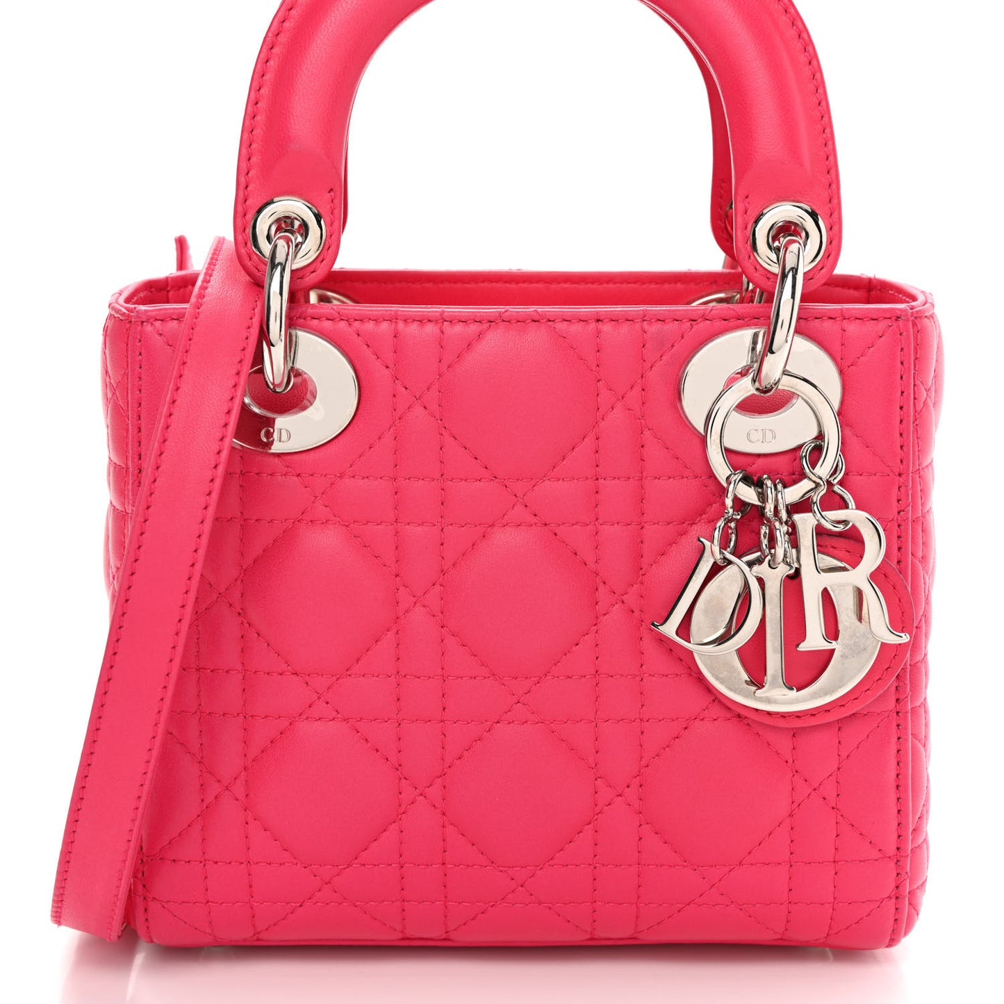 Lambskin Cannage Mini Lady Dior Fuchsia