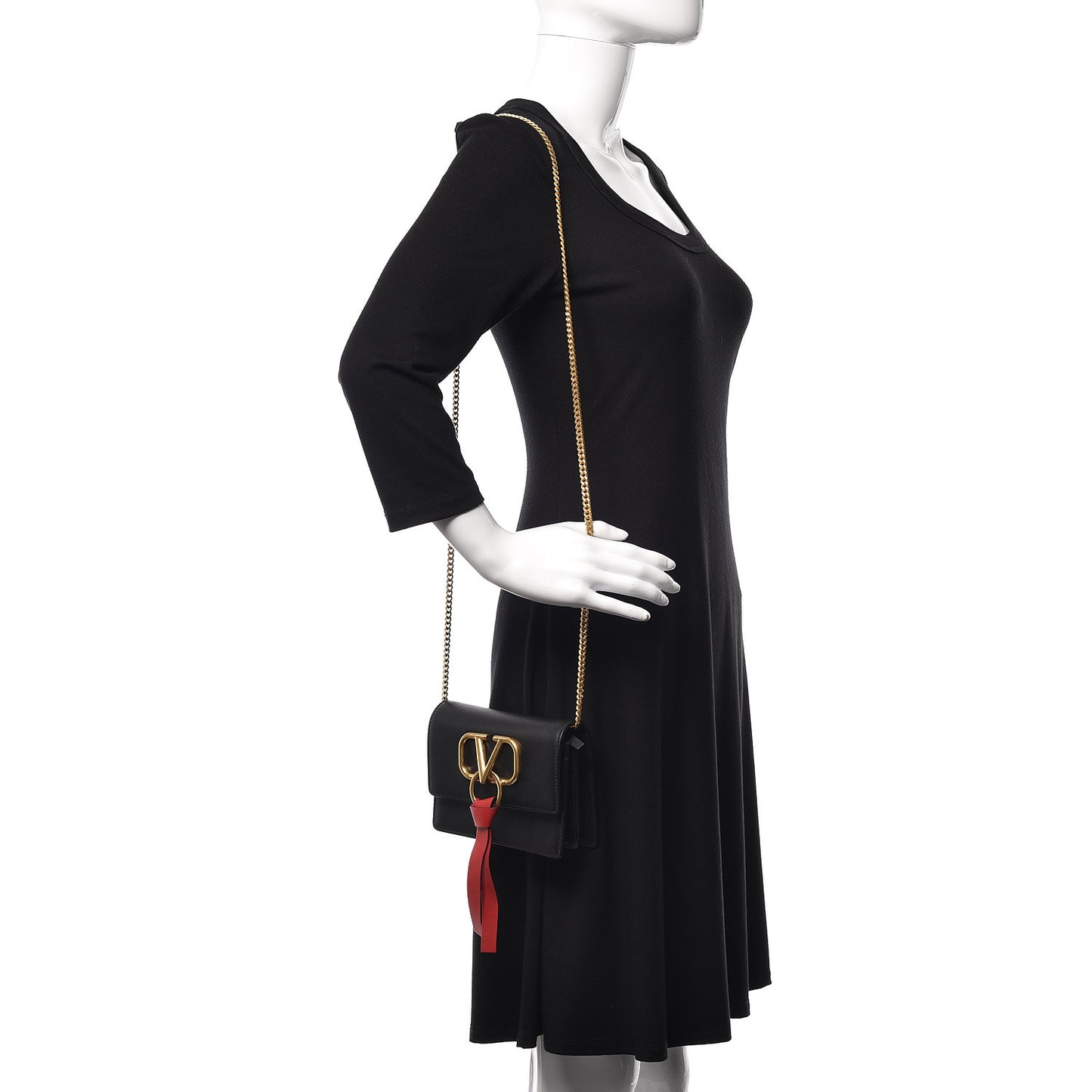 Smooth Calfskin Mini VRing Crossbody Bag Black