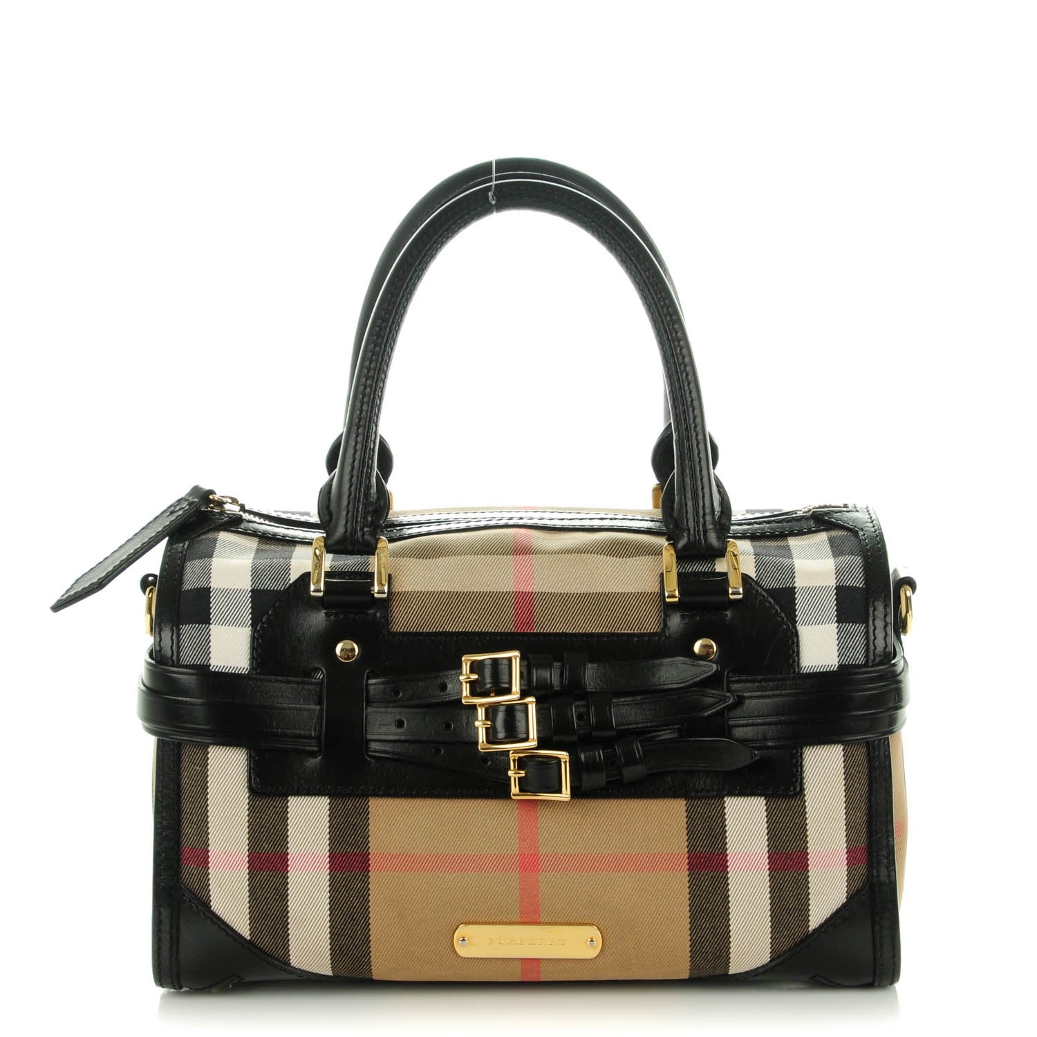 Burberry House Check Bridle Calfskin Medium Alchester Bowling Bag Black 1 of 8
