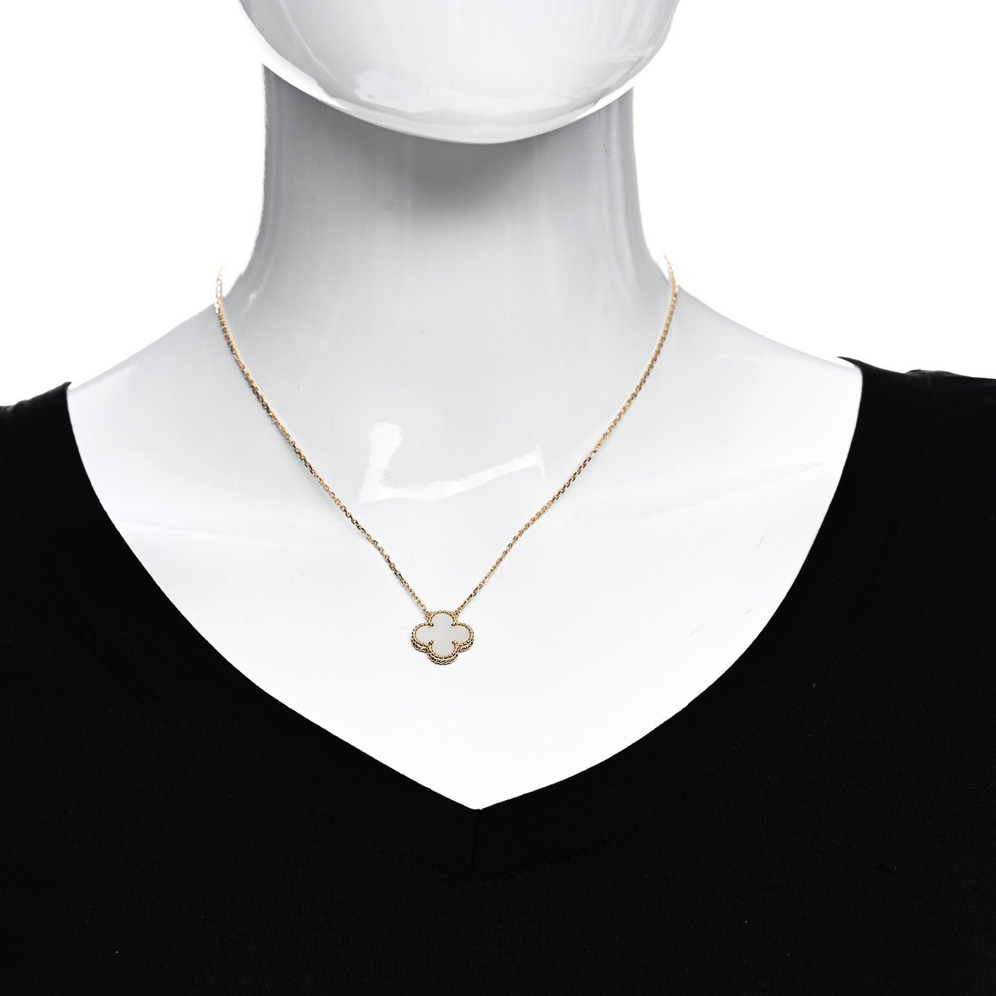 18K Yellow Gold Mother of Pearl Vintage Alhambra Pendant Necklace