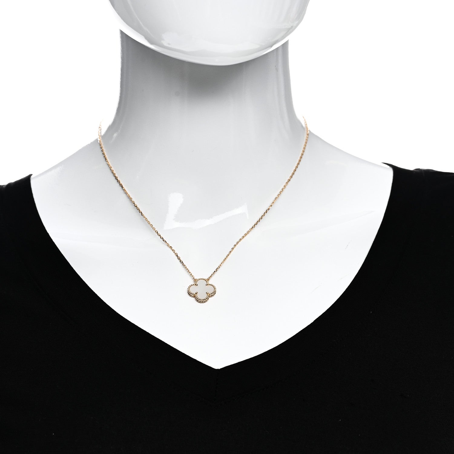 Van Cleef & Arpels 18K Yellow Gold Mother of Pearl Vintage Alhambra Pendant Necklace 2 of 6