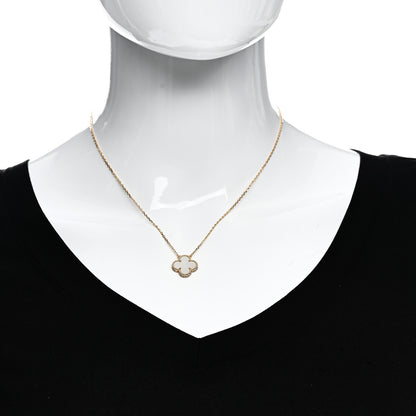 Van Cleef & Arpels 18K Yellow Gold Mother of Pearl Vintage Alhambra Pendant Necklace 2 of 6