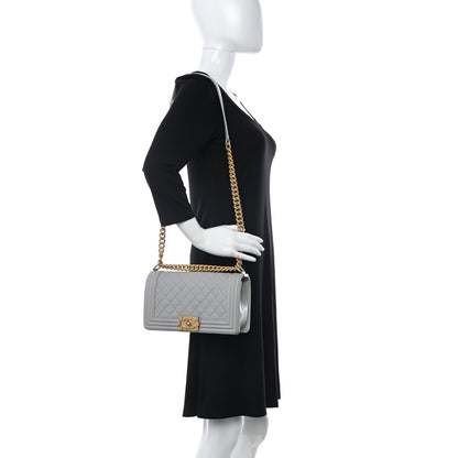 Chanel Caviar Quilted Medium Boy Flap Light Grey 2 of 10