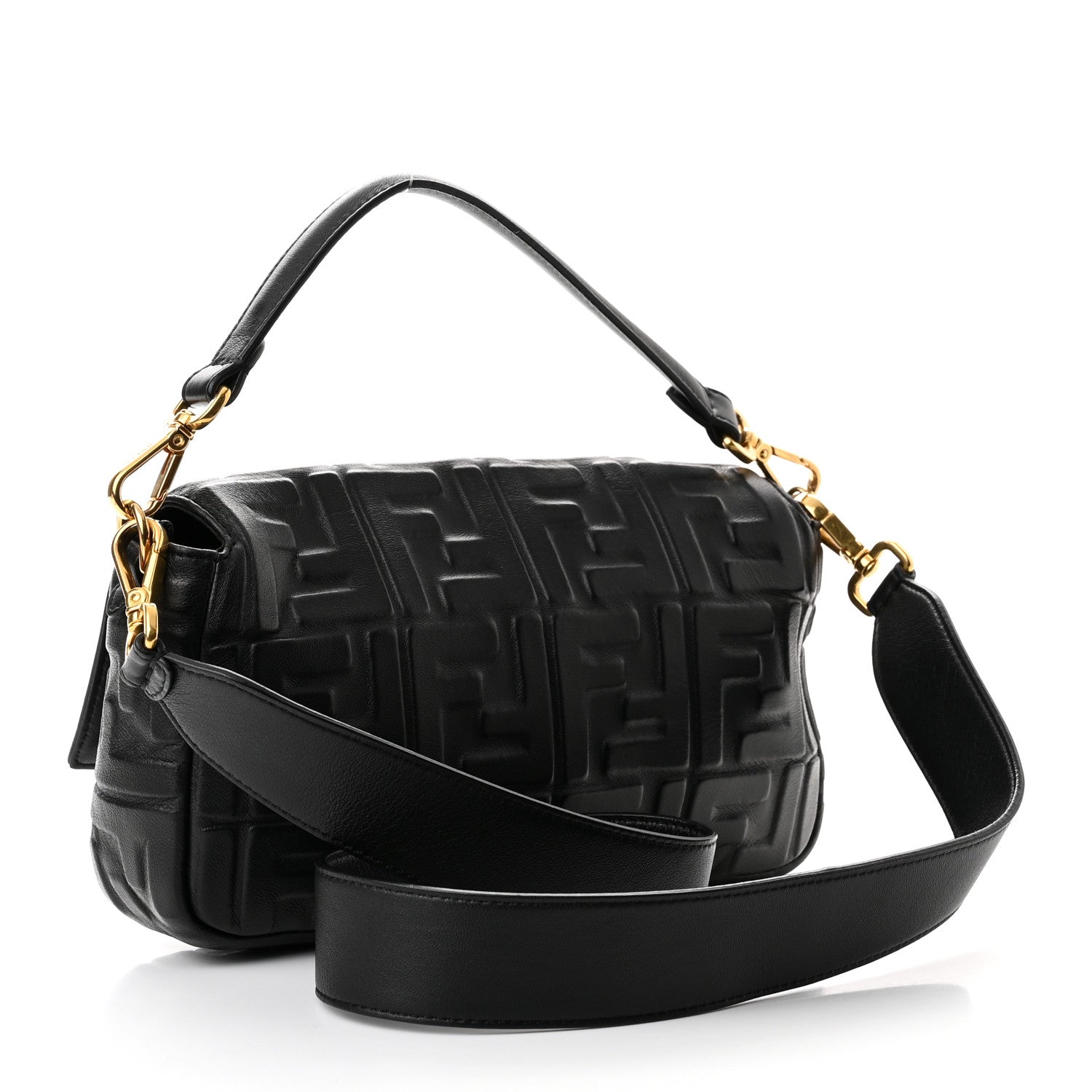 Fendi Nappa FF 1974 Embossed Baguette Black 2 of 7
