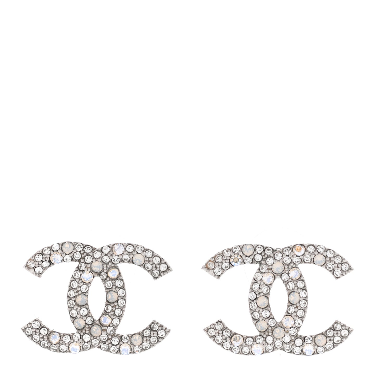 Crystal Large CC Earrings Silver