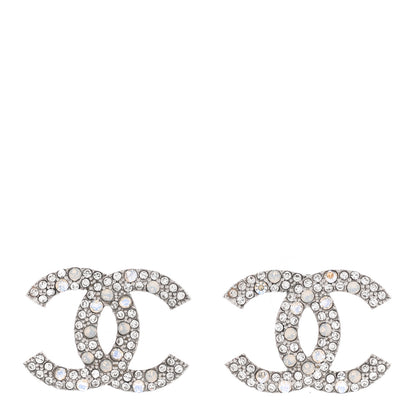 Chanel Crystal Large CC Earrings Silver 1 of 5