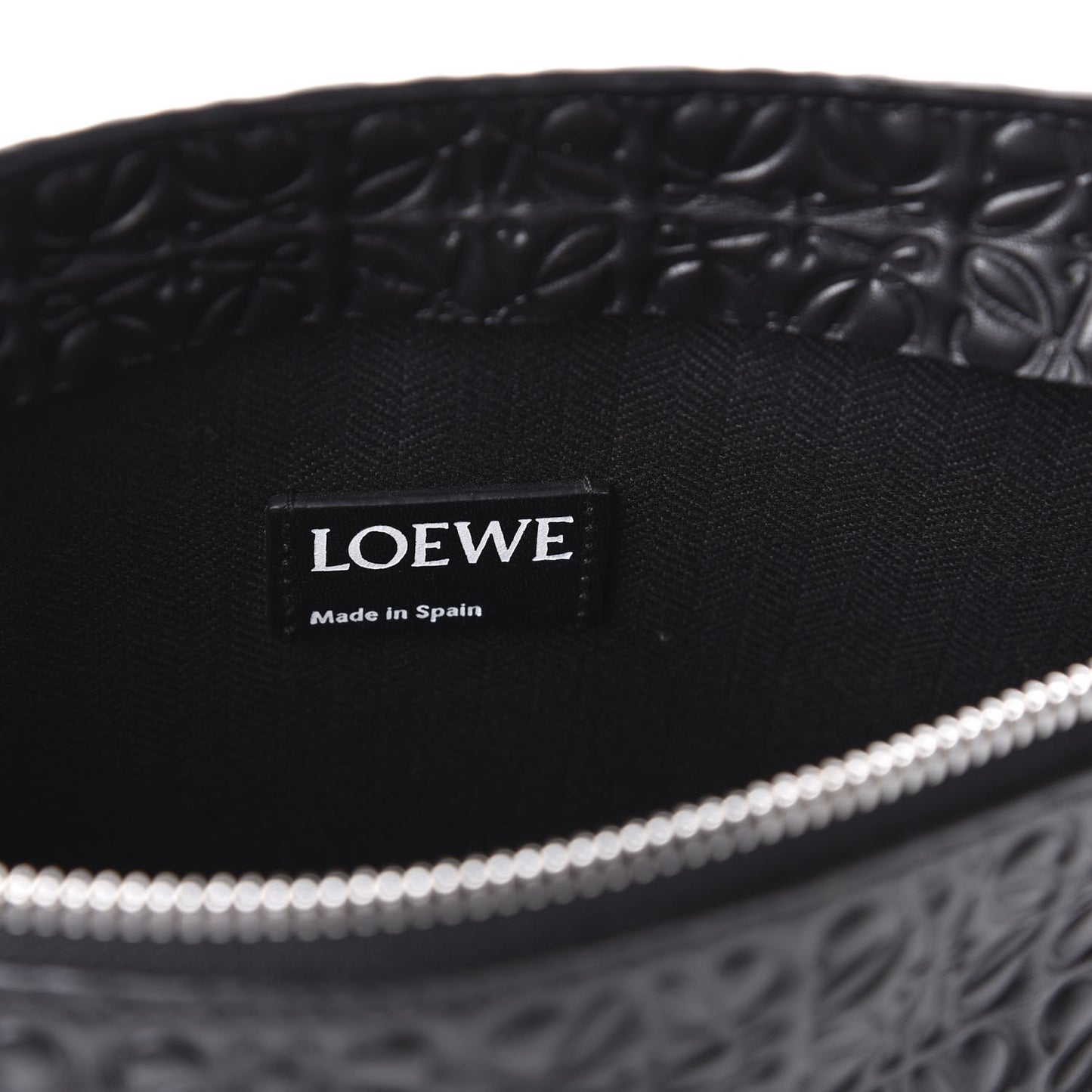 Calfskin Embossed Repeat T Pouch Black