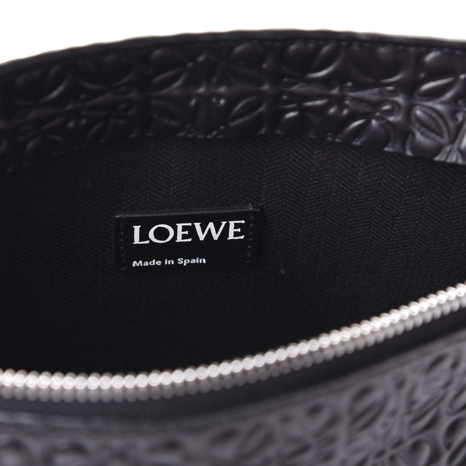 Loewe Calfskin Embossed Repeat T Pouch Black 8 of 10
