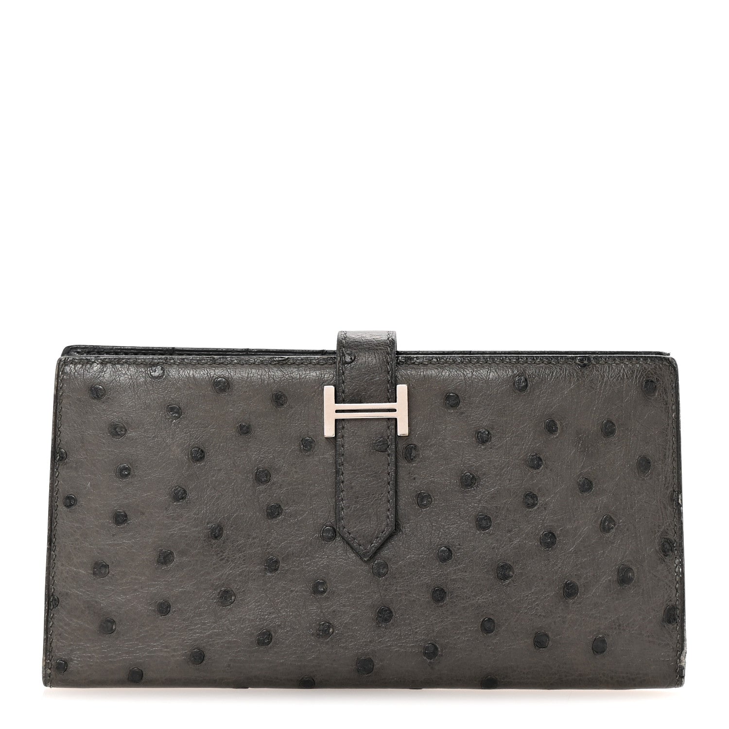 Hermes Ostrich Bearn Wallet Graphite 1 of 7