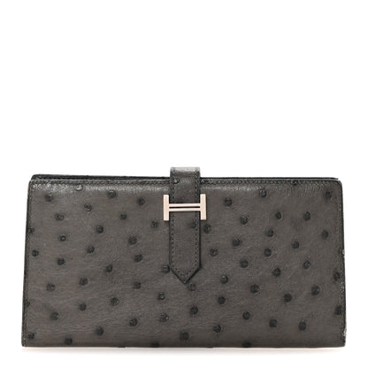 Hermes Ostrich Bearn Wallet Graphite 1 of 7