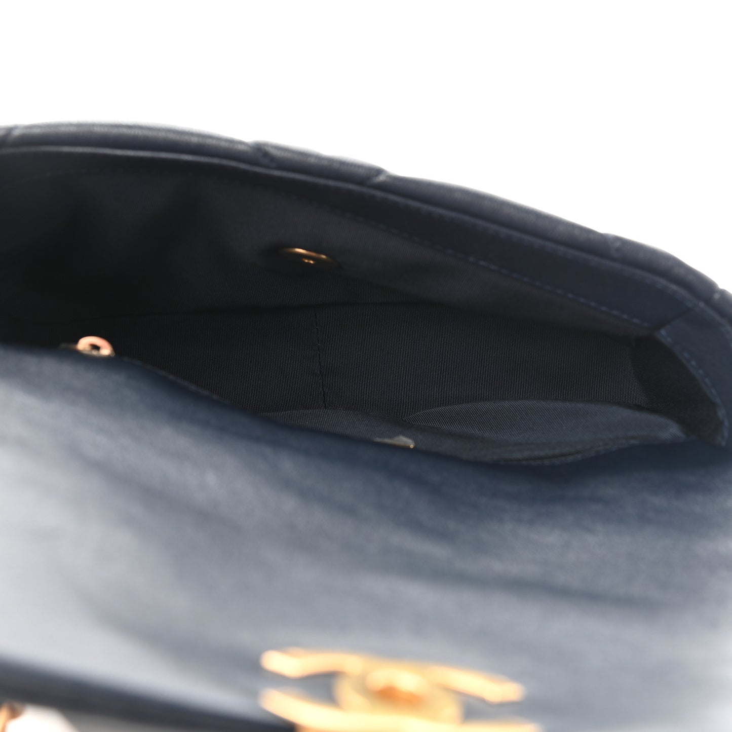Goatskin Quilted Medium Chanel 19 Flap Navy Blue