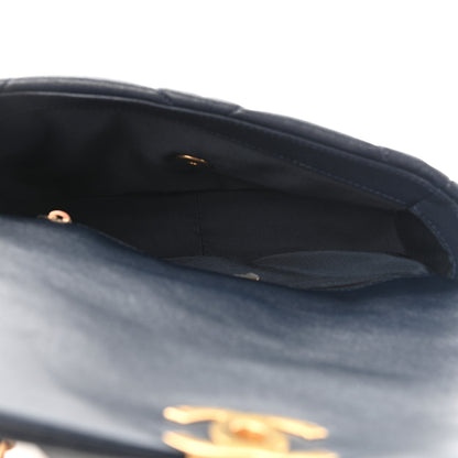 Chanel Goatskin Quilted Medium Chanel 19 Flap Navy Blue 5 of 9