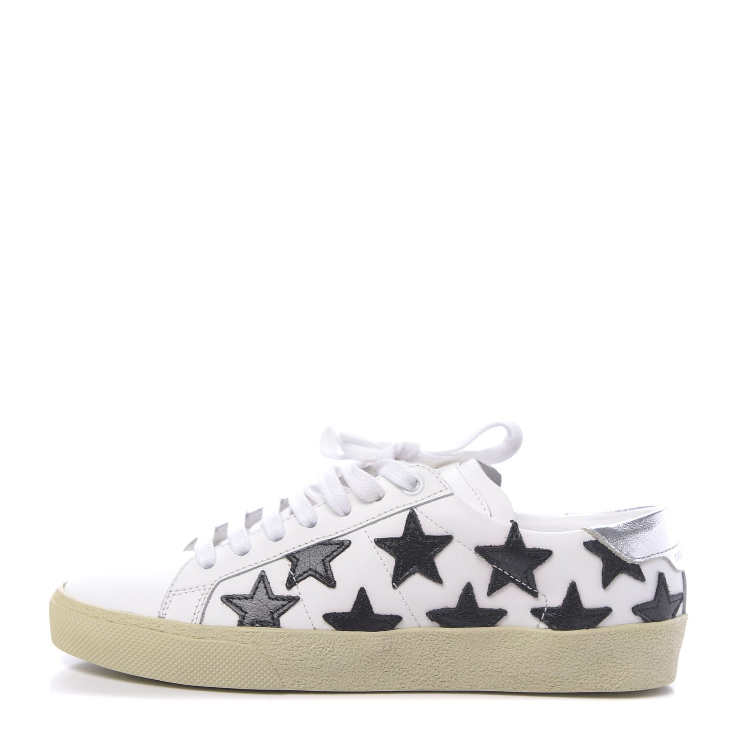 Calfskin Star Court Sneakers 35 White Black