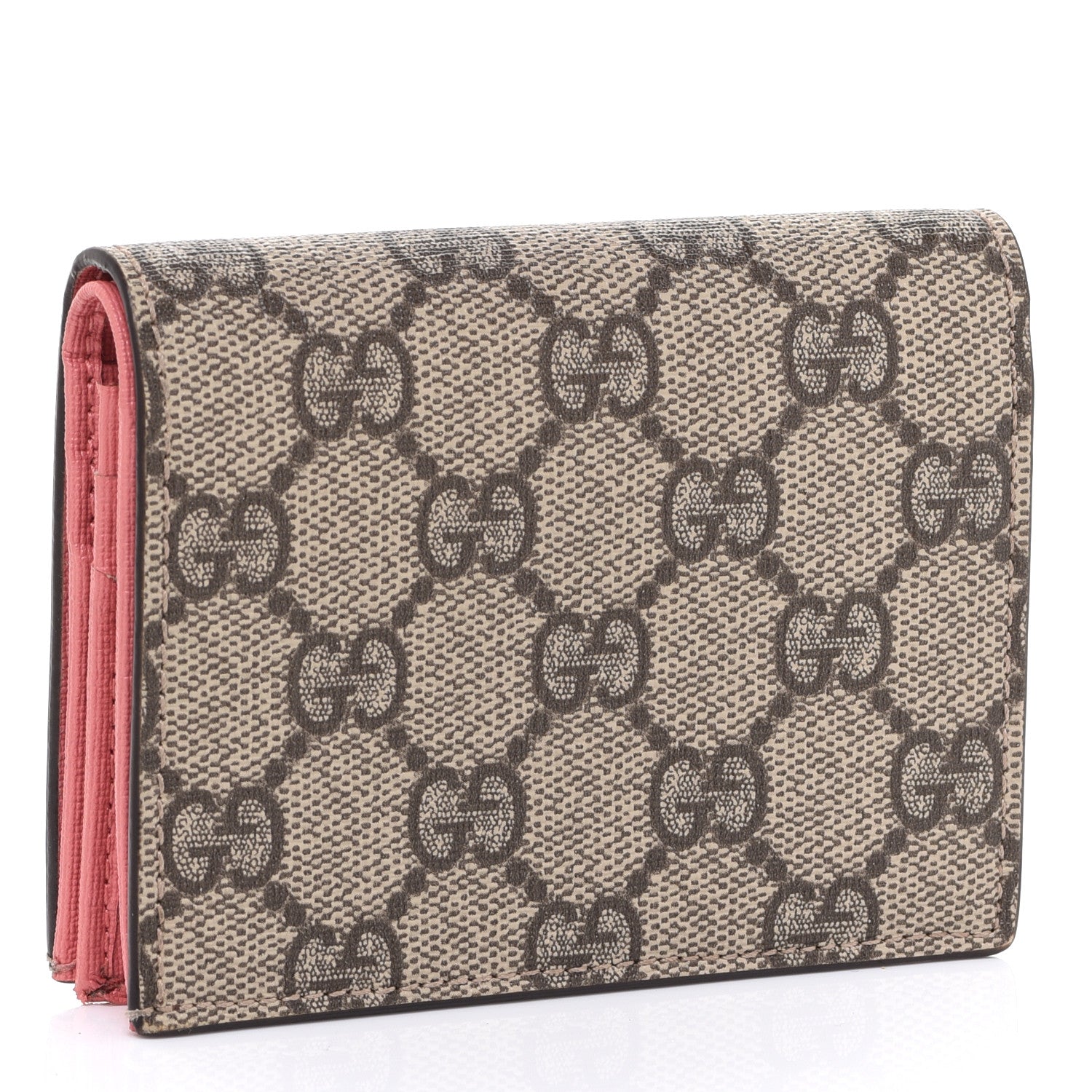 Gucci GG Supreme Monogram Face Embroidered Card Case Wallet Pink 3 of 9