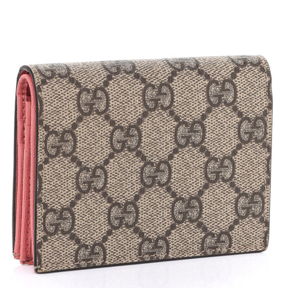 Gucci GG Supreme Monogram Face Embroidered Card Case Wallet Pink 3 of 9