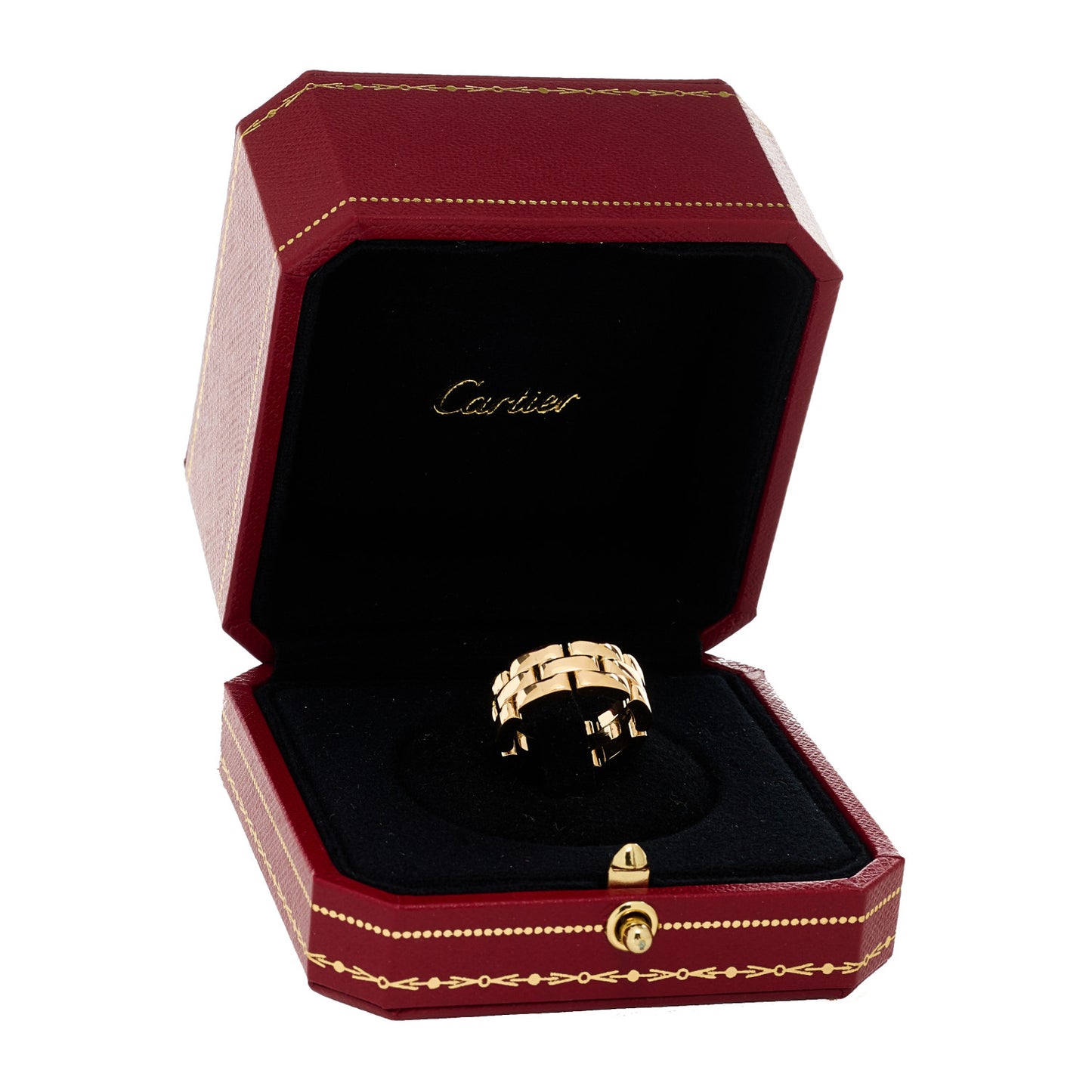 18K Yellow Gold Maillon Panthere 3 Rows Ring 48 4.5