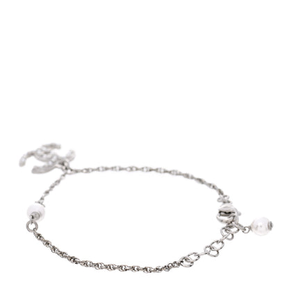 Chanel Pearl Crystal CC Bracelet Silver 3 of 5