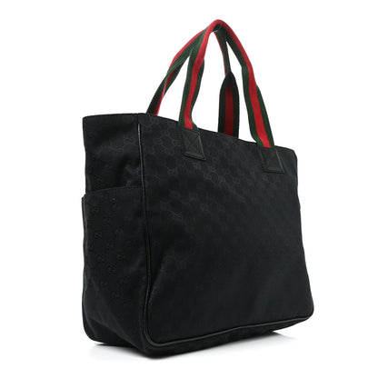 Gucci GG Monogram Medium Web Handle Double Pocket Tote Black 3 of 10