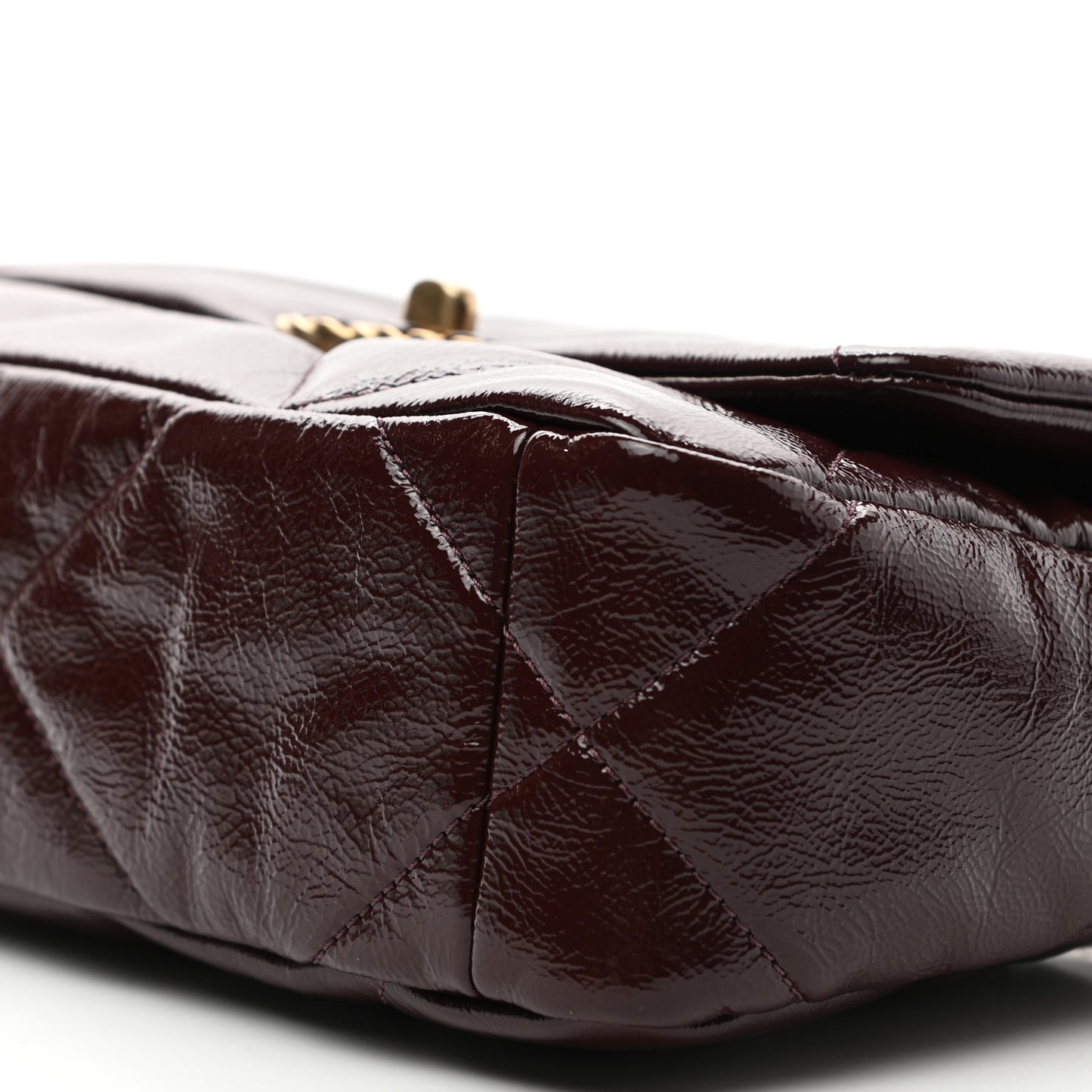 Shiny Crumpled Calfskin Quilted Medium Chanel 19 Flap Burgundy