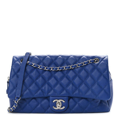 Chanel Caviar Quilted Jumbo Easy Flap Blue 1 of 12