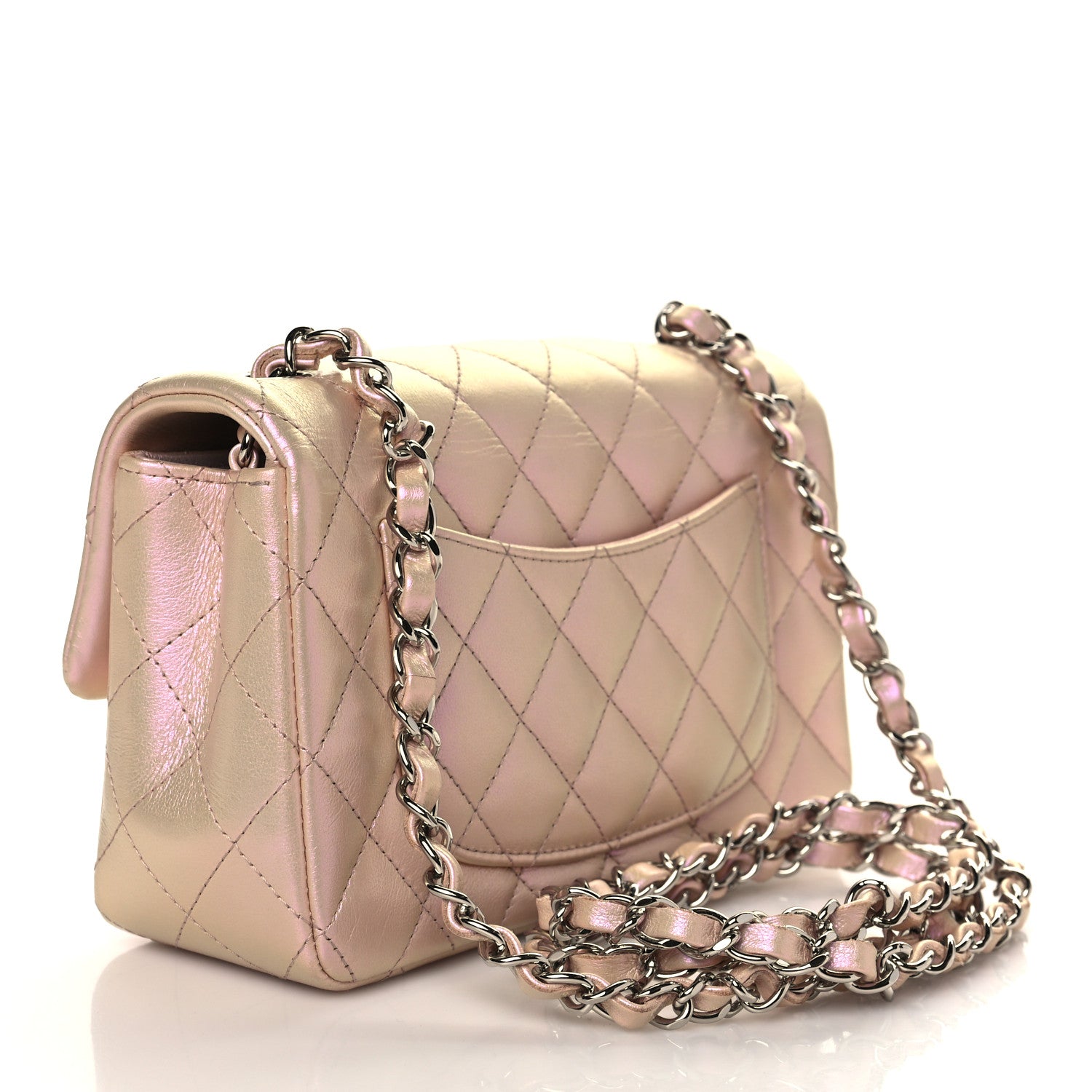 Chanel Iridescent Calfskin Quilted Mini Rectangular Flap Pink 3 of 9