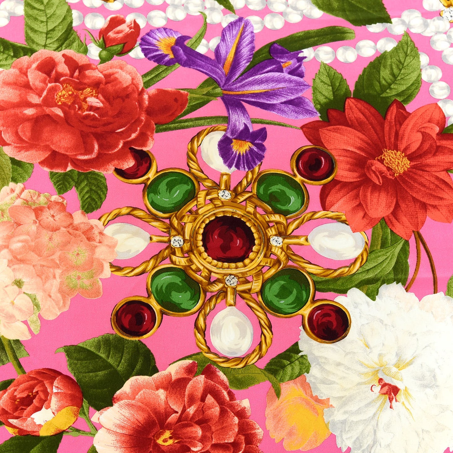 Silk Flower Square Scarf Pink