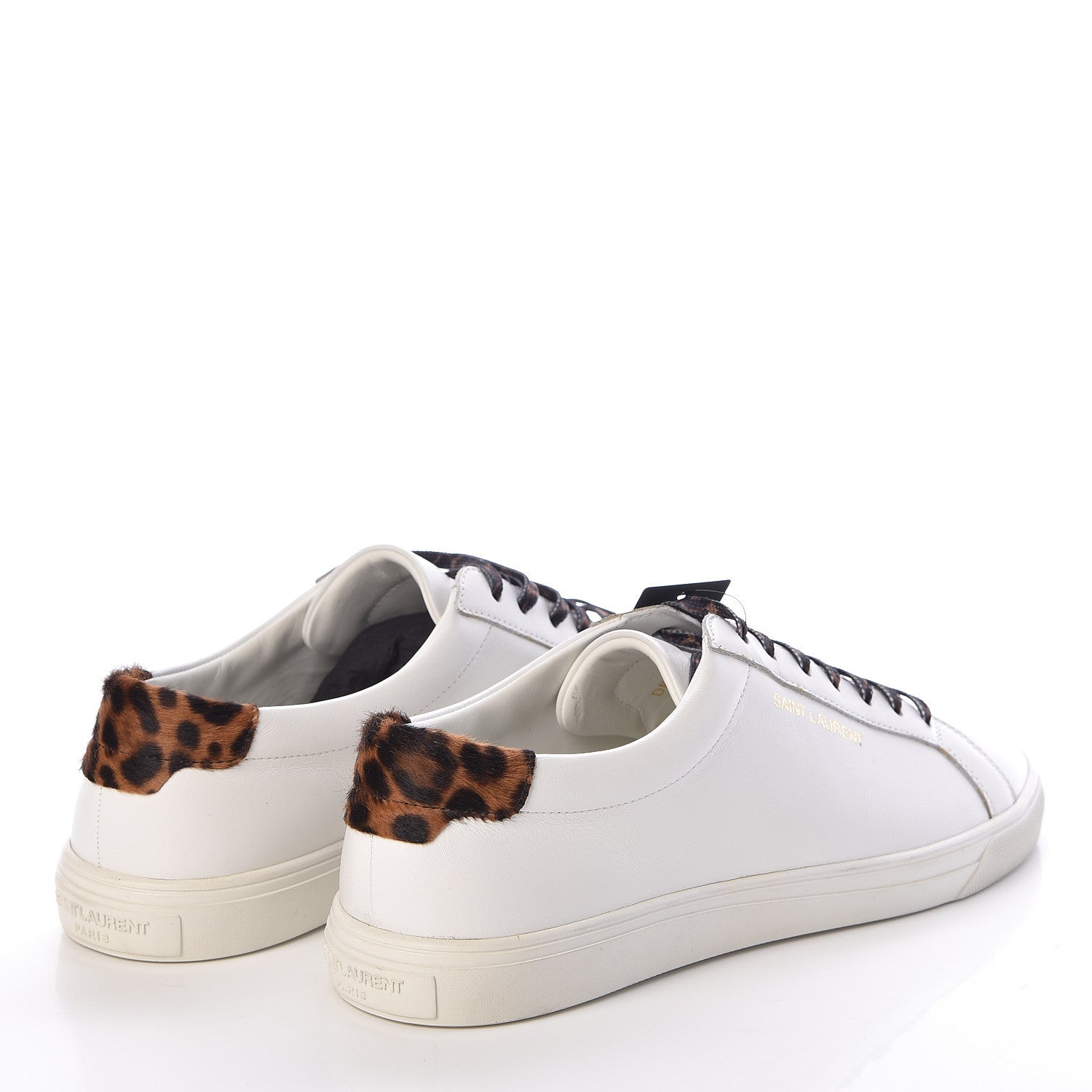 Saint Laurent Calfskin Leopard Print Andy Low Top Sneakers 40.5 White 4 of 9