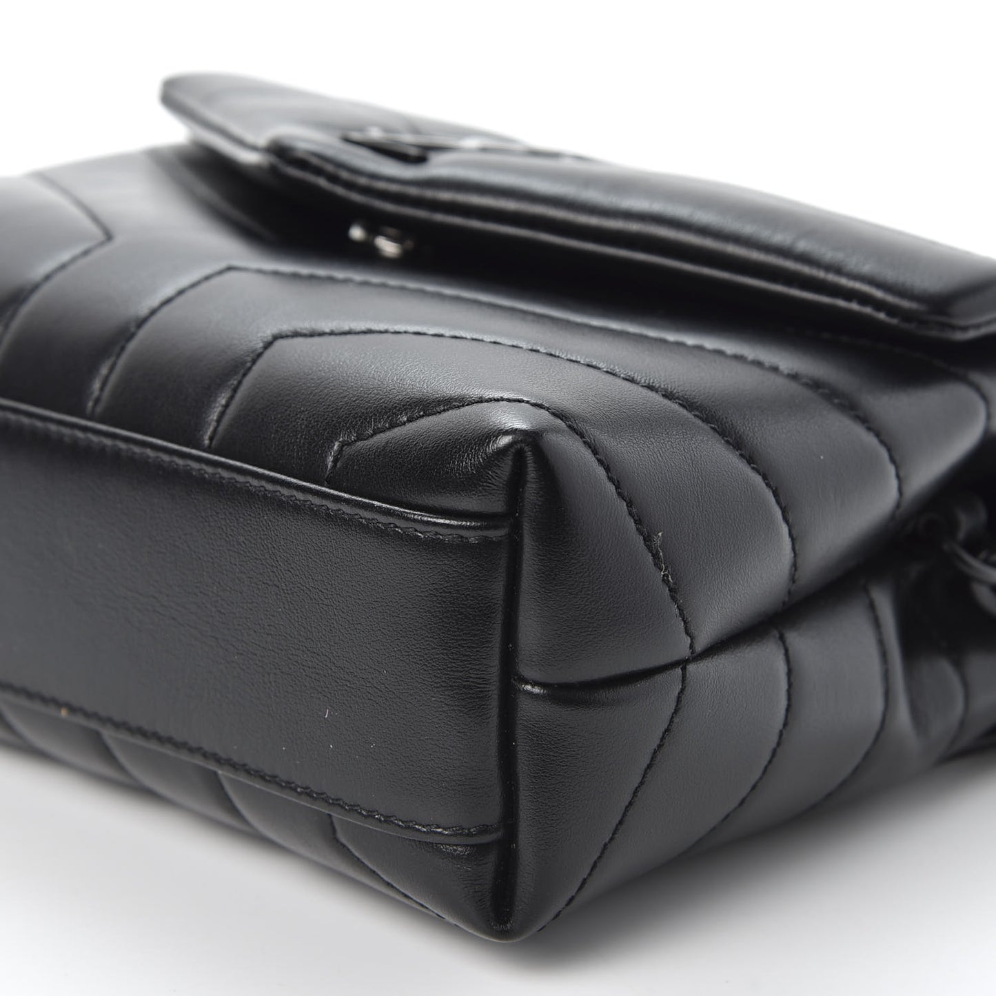 Calfskin Y Quilted Monogram Toy Loulou Crossbody Bag Black