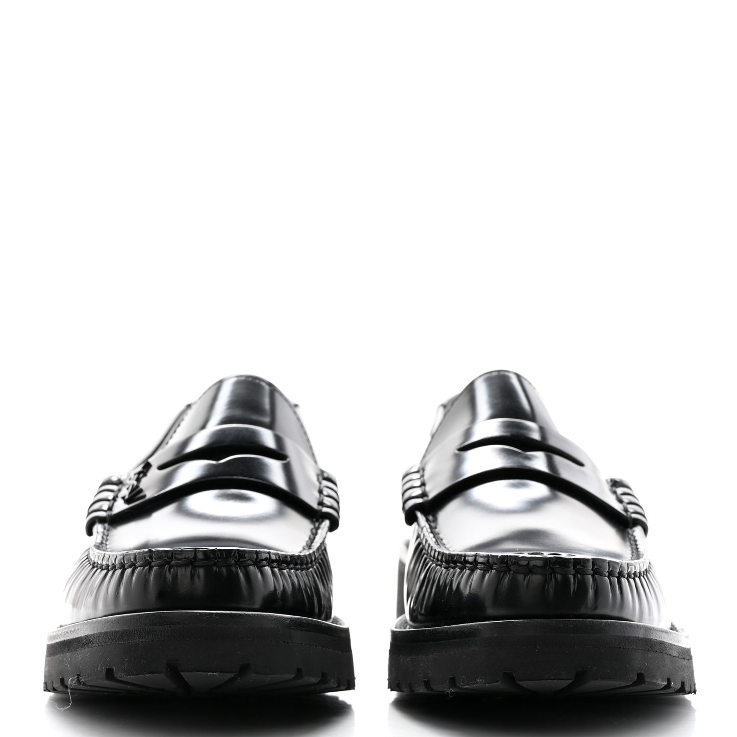 Glazed Calfskin Chunky Le Loafer Penny Slippers 39 Black