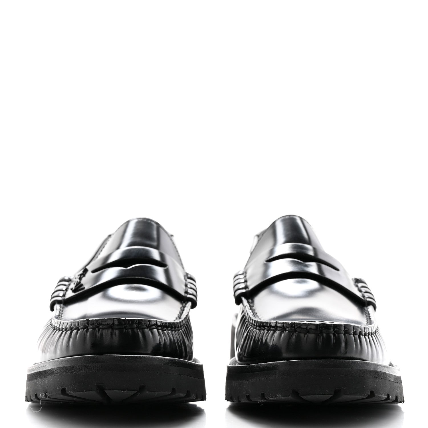 Saint Laurent Glazed Calfskin Chunky Le Loafer Penny Slippers 39 Black 2 of 12