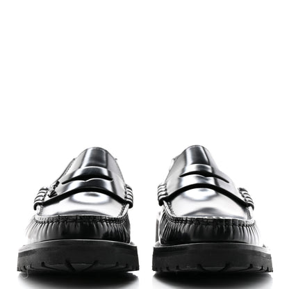 Saint Laurent Glazed Calfskin Chunky Le Loafer Penny Slippers 39 Black 2 of 12
