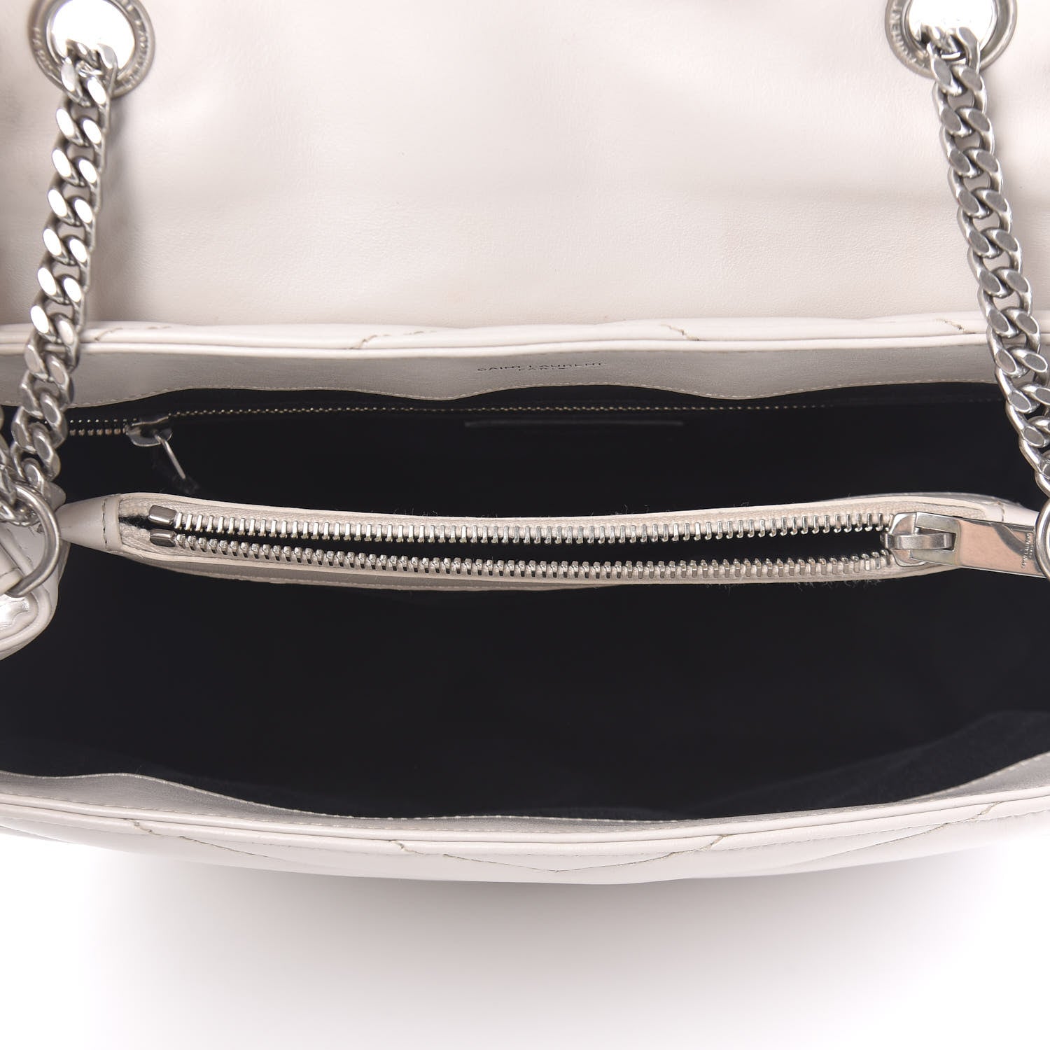 Saint Laurent Calfskin Y Quilted Monogram Medium Loulou Chain Satchel White 6 of 12