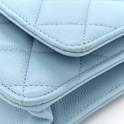 Chanel Caviar Quilted Wallet on Chain WOC Light Blue 13 of 16