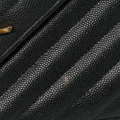 Saint Laurent Grain De Poudre Matelasse Chevron Medium Monogram Satchel Black 9 of 12