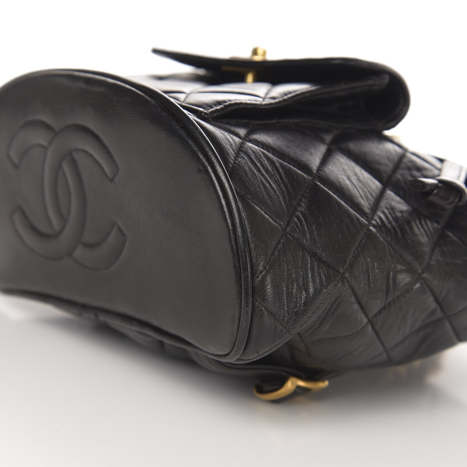 Chanel Lambskin Quilted Drawstring Backpack Black 9 of 14