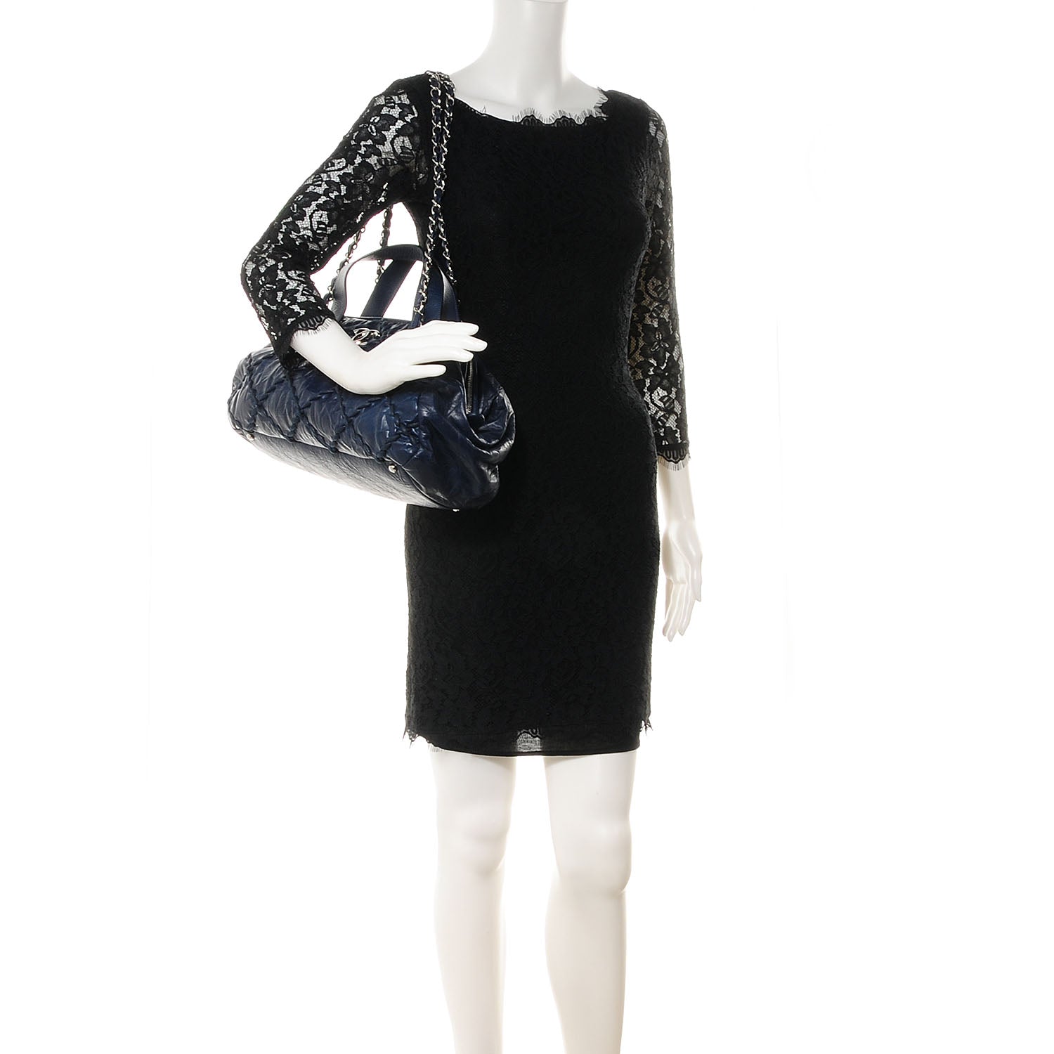 Chanel Calfskin Ultra Stitch Bowler Navy 2 of 7
